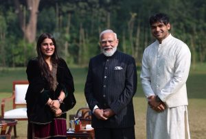 PM Modi Hosts Neeraj Chopra, Wife